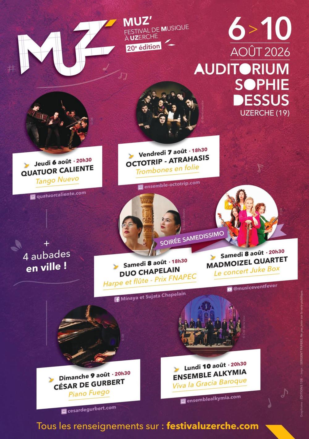 Artistes festival de musique d'Uzerche 2026