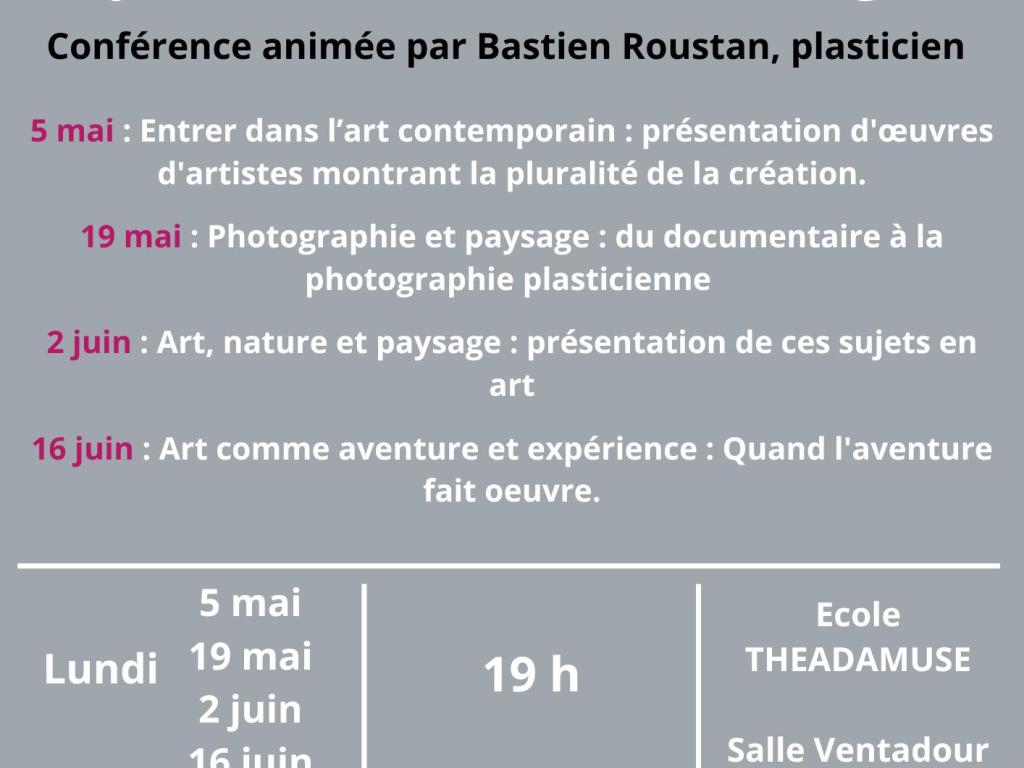 Conférence "art comme aventure et expérience" Bastien Roustan, plasticien