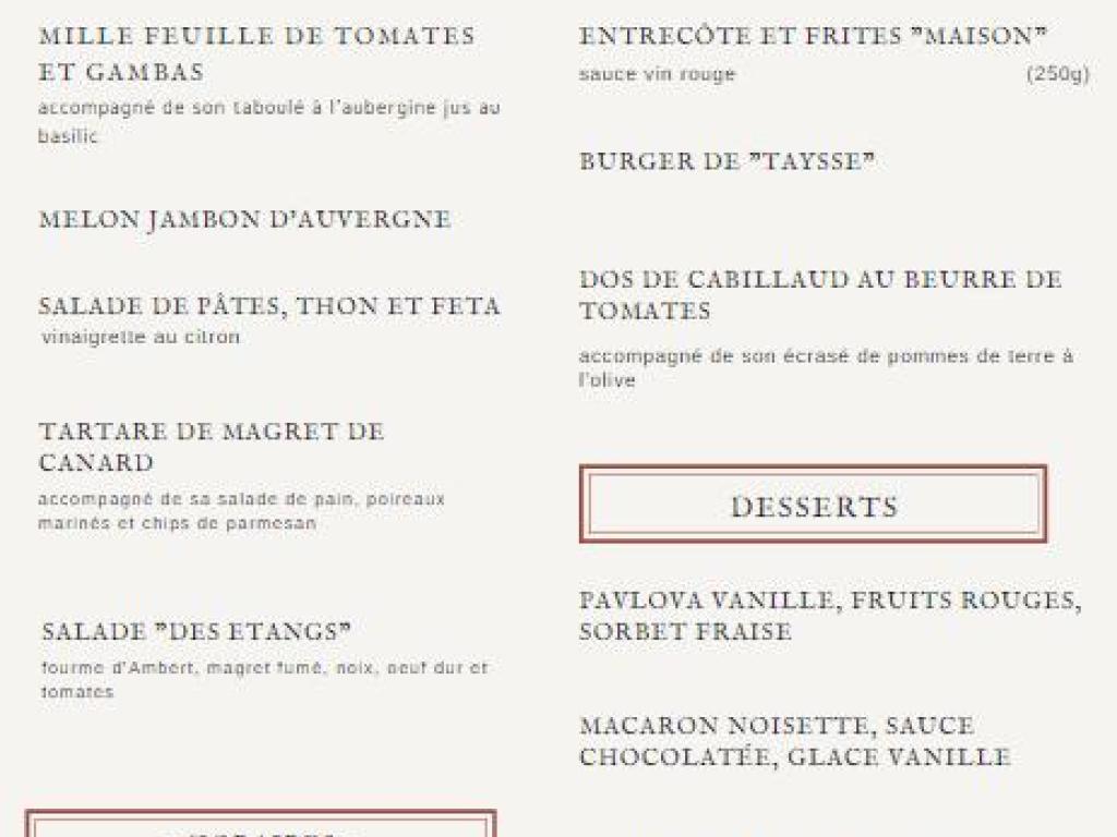 Restaurant Etang de Taysse
