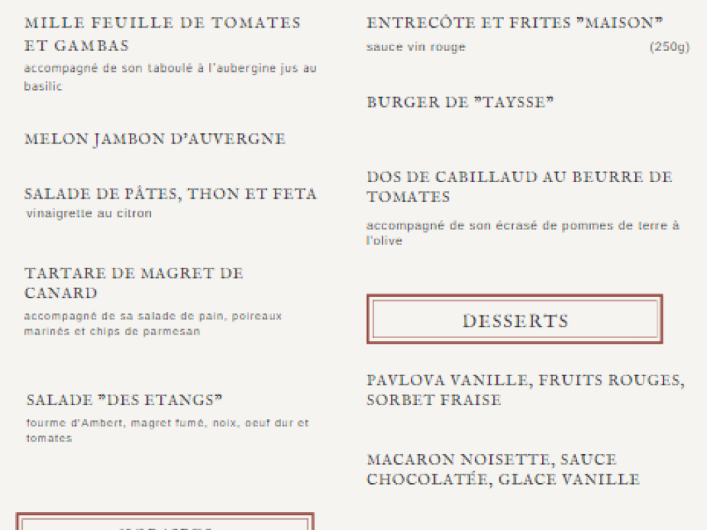 Restaurant Etang de Taysse