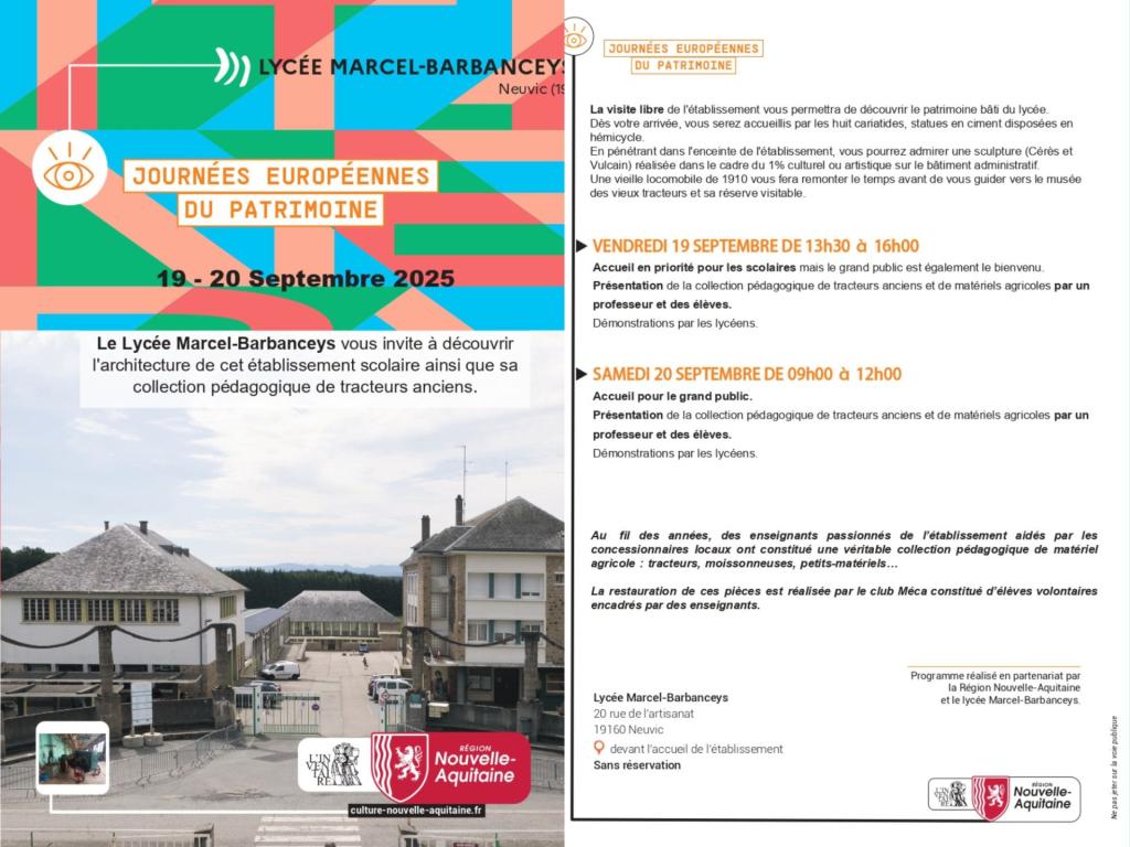 Journées Européennes du Patrimoine Lycée Marcel Barbanceys