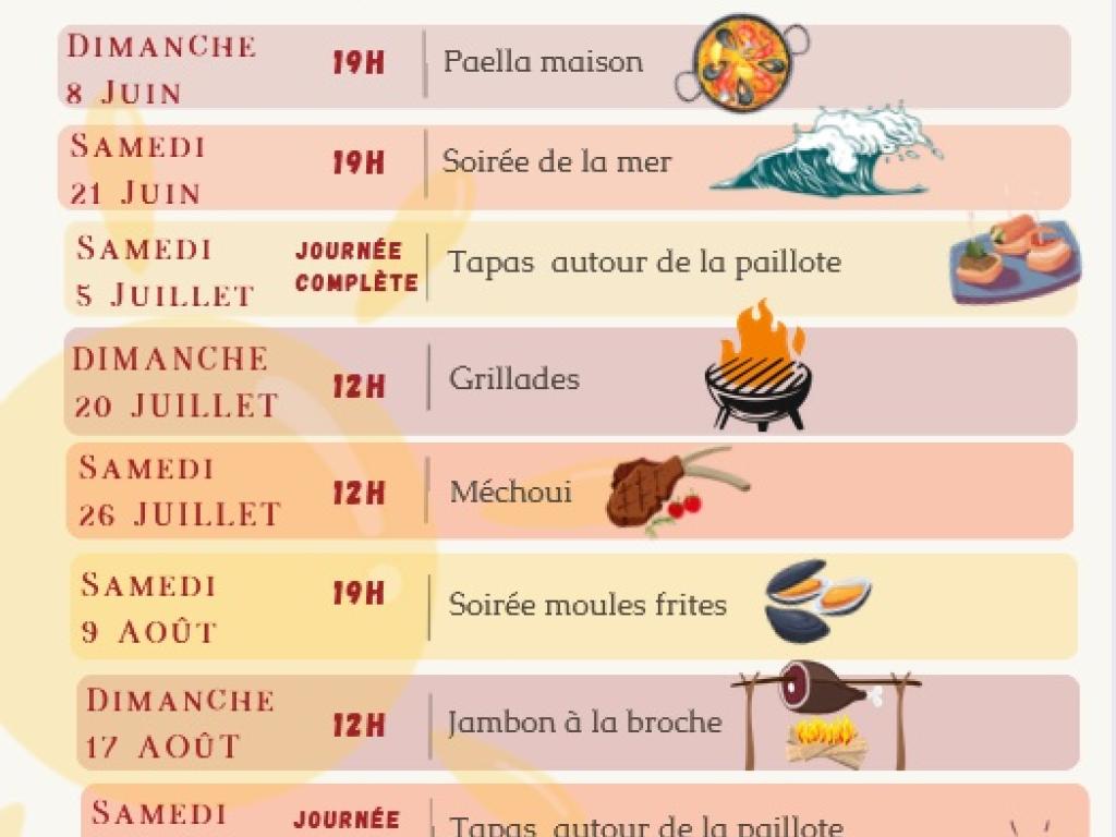 Repas jambon à la broche