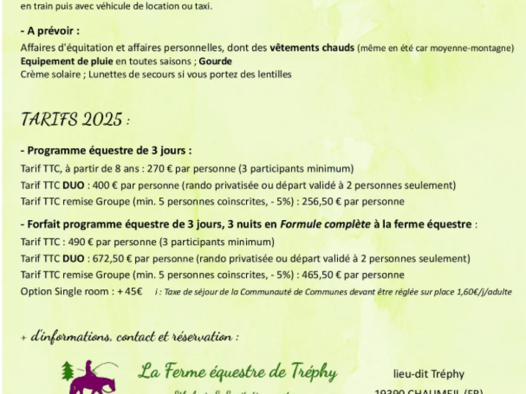 Randonnée équestre 3 jrs Au coeur des Monédières