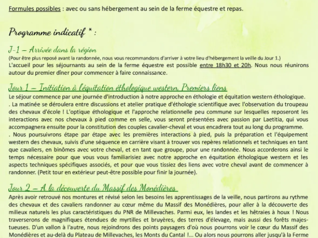 Randonnée équestre 2 jrs "Découverte des Monédières"