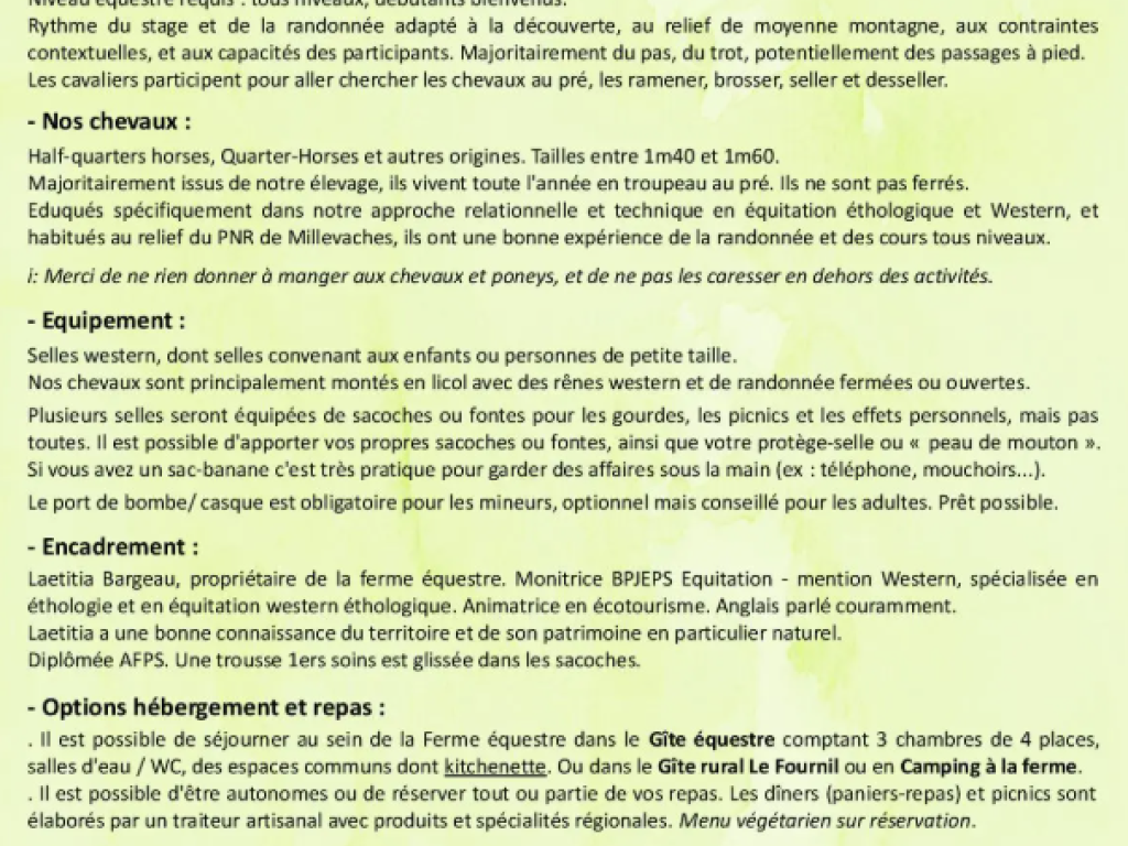 Randonnée équestre 2 jrs "Découverte des Monédières"