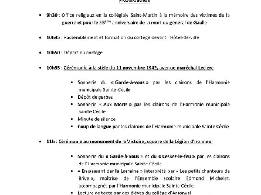 Commémoration de l’Armistice du 11 novembre 1918