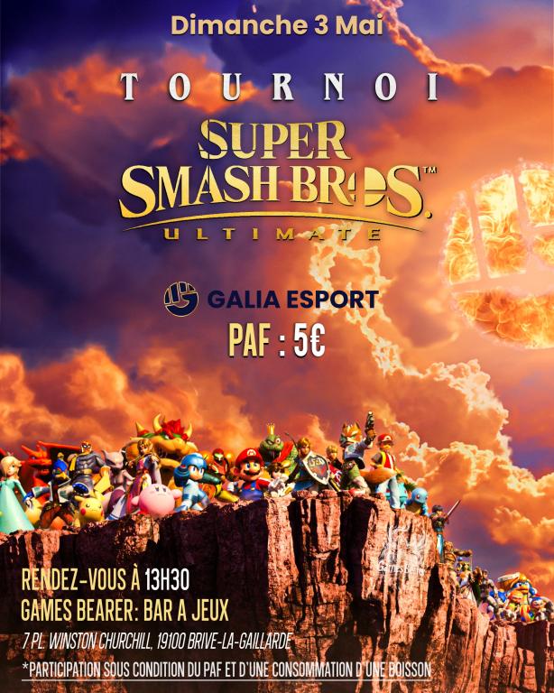 Tournoi Super Smash.Bros.Ultimate au Bar à jeux Game Bearer