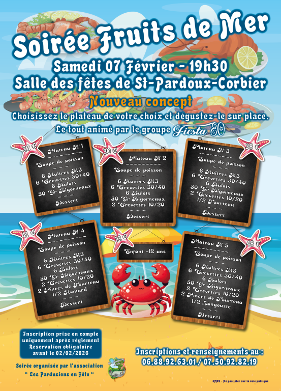 Soirée fruits de mer à  Saint-Pardoux-Corbier