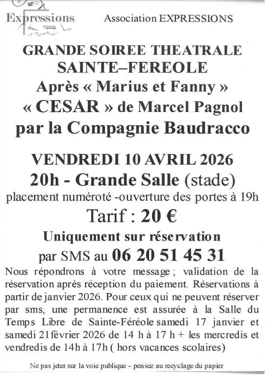 Grande soirée théatrale : César de Marcel Pagnol