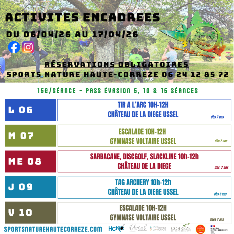 Activités Vacances de Printemps Sports Nature Haute-Corrèze