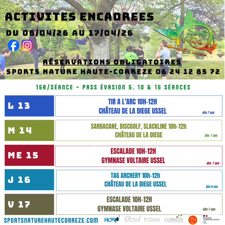 Activités Vacances de Printemps Sports Nature Haute-Corrèze