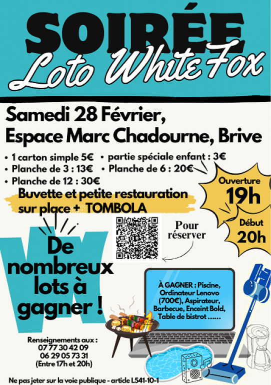 Soirée loto White Fox (Salle Chadourne)