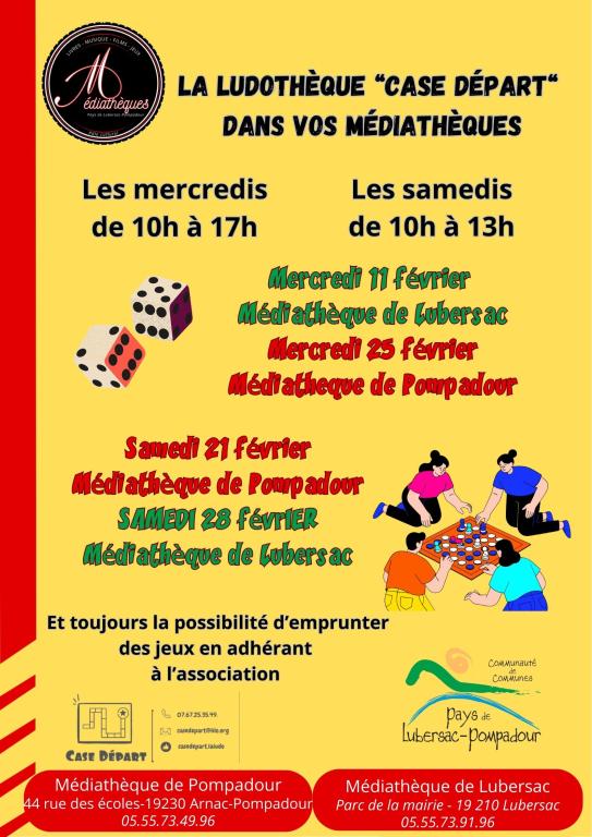 Atelier jeux de société à la médiathèque de Pompadour