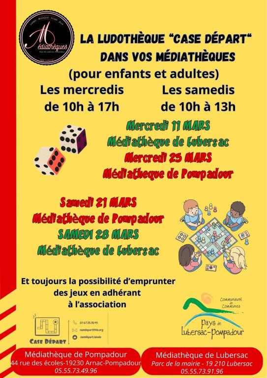 Ludothèque "case départ" à la médiathèque de Pompadour