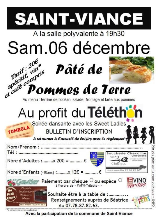 Repas pâté de pomme de terre au profti de Téléthon