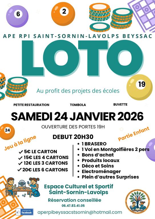 Loto du RPI Beyssac-Saint-Sornin-Lavolps