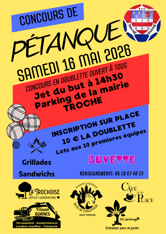 Concours de pétanque à Troche