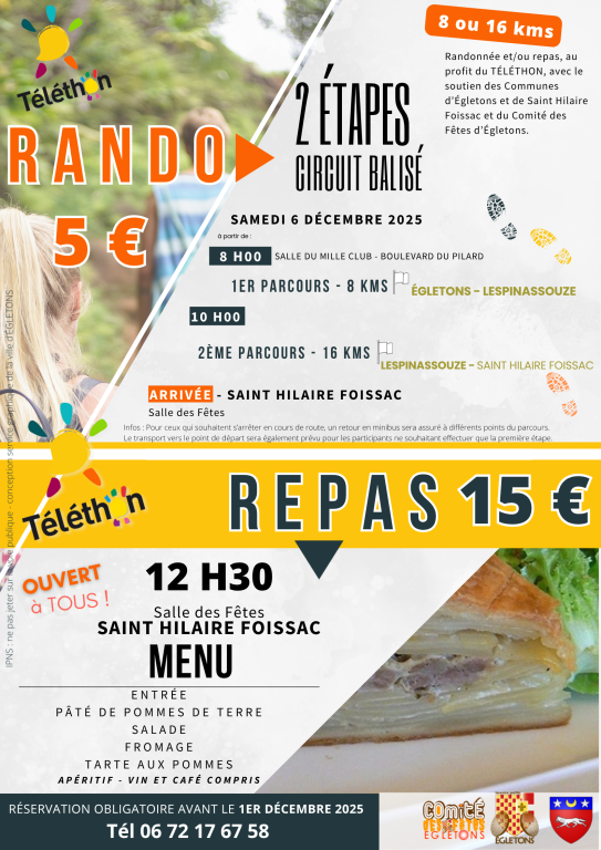 Téléthon : randonnée + repas