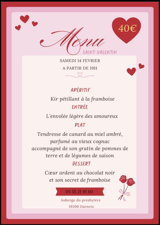 Menu de la St Valentin