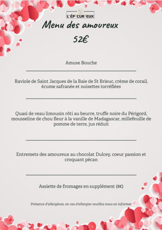 Restaurant L'Epicurieux : Repas Saint Valentin