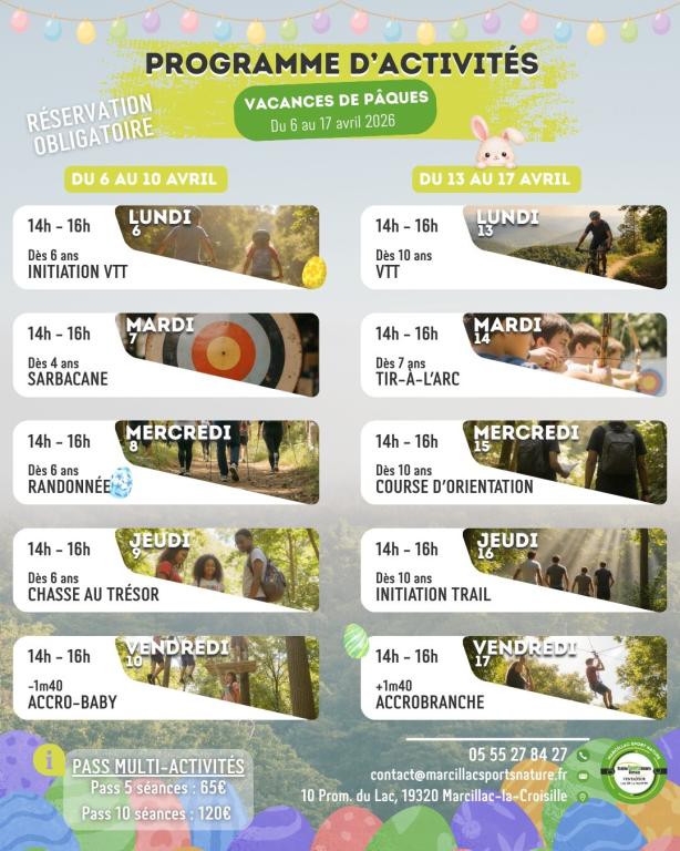 Marcillac Sports Nature - Le programme des vacances de pâques