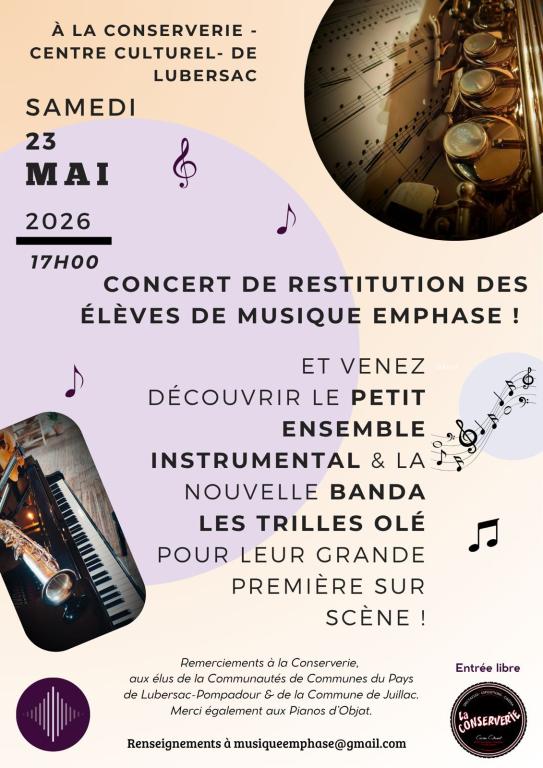 La Conserverie : Concert de restitution des élèves de musique Emphase