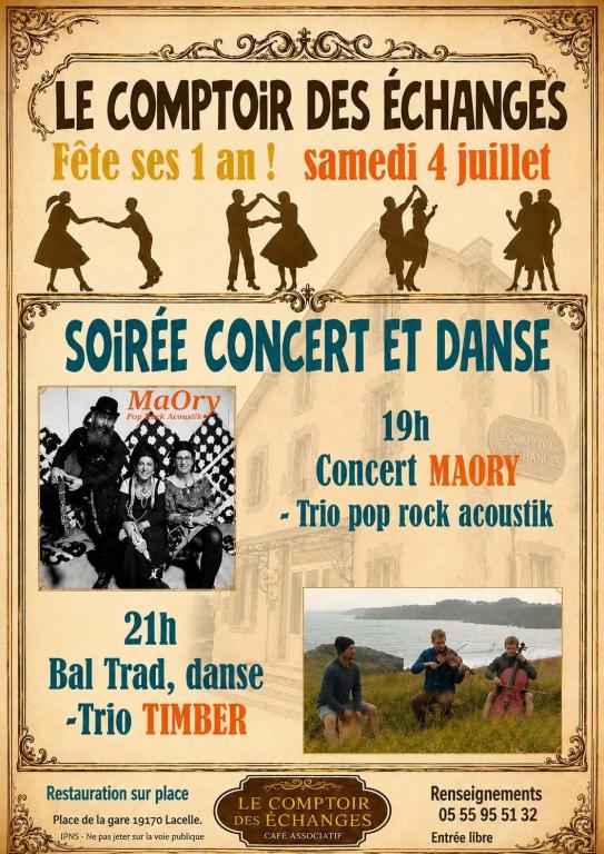 Le Comptoir des Echanges fête ses 1 an : Soirée concert et danse