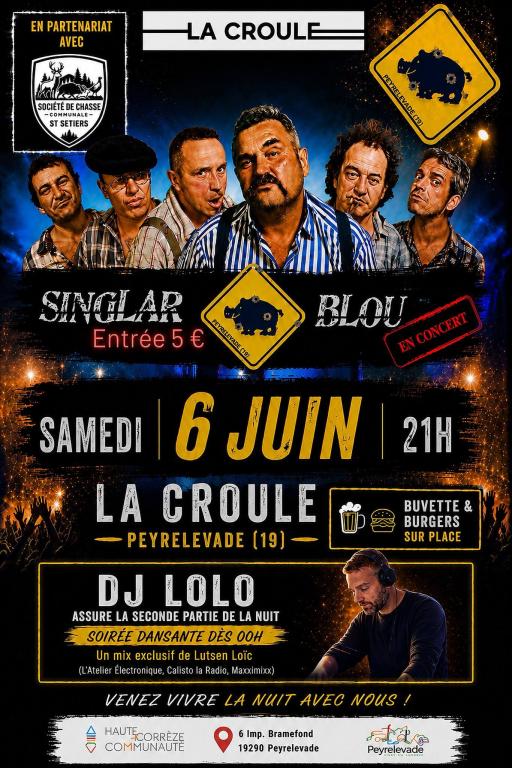 Soirée à La Croule, concert Les Singlar Blou