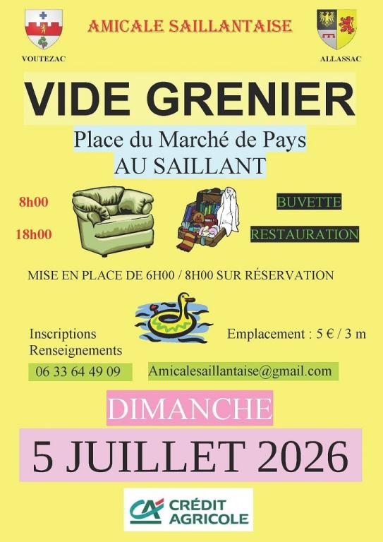 Vide grenier, place du marché de pays du saillant